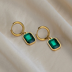 Boucles d'oreilles pendantes créoles en acier inoxydable 304 et zircon cubique pour femmes&nbsp;ZA4300
