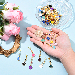 48 pendentif décoratif en alliage émaillé avec pierre de naissance et visage souriant&nbsp;HJEW-YW00169
