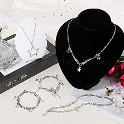 Charm-Armbänder mit Stern-Eisenketten und einreihige Halsketten mit Sternanhänger aus Zinklegierung für Damen&nbsp;SJEW-SC0001-02