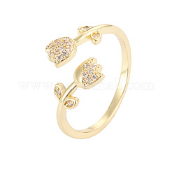 Offene Manschettenringe aus Messing mit Mikropavé und Zirkonia für Damen&nbsp;WGD019A-01