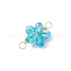 Ciondoli con connettori a forma di fiore con perline di vetro galvanizzato trasparente&nbsp;PALLOY-JF04170