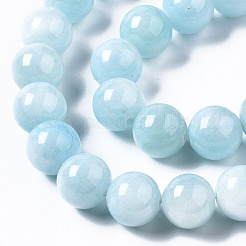 Chapelets de perles de pierres en jade jaune teinte&nbsp;X-G-R271-12mm-Y04