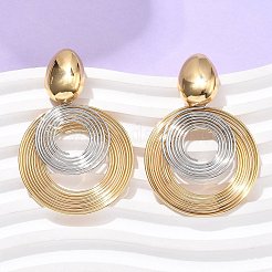 Boucles d'oreilles pendantes bicolores en acier inoxydable 304&nbsp;EJEW-C142-17PG