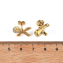 Orecchini a bottone in acciaio inossidabile 304 con micro pavé di zirconi cubici trasparenti&nbsp;EJEW-I318-01G-03