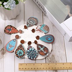 8 paire de boucles d'oreilles pendantes en similicuir PU en forme de larme&nbsp;EJEW-SC0001-38