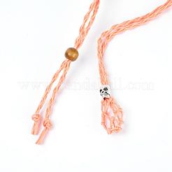 Fabrication de collier de pochette en macramé avec cordon ciré tressé réglable&nbsp;MAK-WH0009-02M