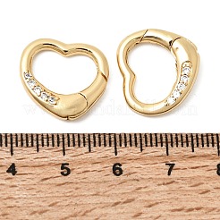 Latón micro pavimenta claro cubic zirconia anillos de compuerta de resorte&nbsp;ZIRC-F146-01A