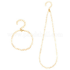 Armband und Halskette aus Messing mit Herzgliederkette und Karabinerverschlüssen aus Edelstahl 304&nbsp;SJEW-TA0001-03