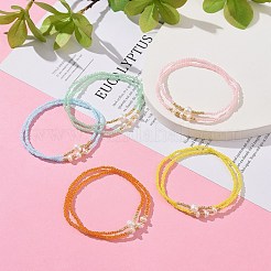 2 Stück 2-teiliges Stretch-Armband-Set aus Glassamen und Naturperlen für Damen&nbsp;BJEW-JB09356