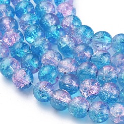 Perles en verre craquelé rondes transparentes avec deux tons&nbsp;X-CCG-Q001-8mm-19