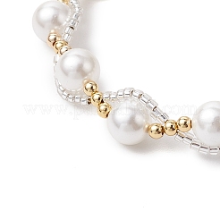 3 pz 3 stili di braccialetti di perle di conchiglia rotonde e onice nero naturale e corniola per le donne&nbsp;BJEW-MZ00151