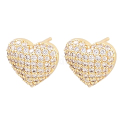 Boucles d'oreilles en laiton zircon cubique micro pavé clair&nbsp;EJEW-G471-31G-02