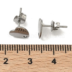 Anlaufgeschützte Ohrstecker-Beschläge aus 304er Edelstahl in Herzform&nbsp;STAS-R063-37