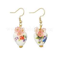 Pendientes colgantes de porcelana y cuentas acrílicas hechos a mano para mujer&nbsp;EJEW-JE07329-01