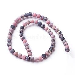 Bereift natürliche rhodonite runde Perle Stränge&nbsp;G-E487-12-8mm