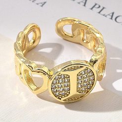 Anelli da donna aperti con micro pavé di zirconi cubici trasparenti in ottone&nbsp;RJEW-K289-02G-I