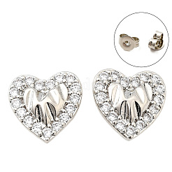Boucles d'oreilles en laiton zircon cubique micro pavé clair&nbsp;EJEW-M103-11P