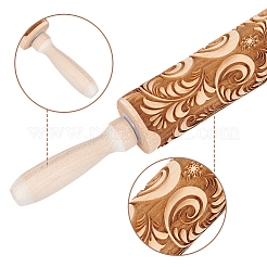 Rouleau à pâtisserie en bois imprimé fleur queue de phénix&nbsp;WH-WG16496-01