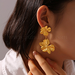 Boucles d'oreilles pendantes en acier inoxydable 304 avec fleur&nbsp;FS-WGB1EF4-01