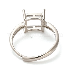 Quadratische verstellbare Ringkomponenten aus Messing mit Mikropflaster und klarem Zirkonia&nbsp;LS-KK-NH0001-20P
