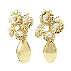 Aretes de perla de imitación de plástico de latón&nbsp;EJEW-G438-01G-02