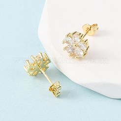 Boucles d'oreilles en laiton avec zircons cubiques à micro-pavés&nbsp;EJEW-H174-01B-G
