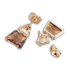 K9 triangolo di vetro con orecchini pendenti trapezoidali&nbsp;EJEW-N053-52
