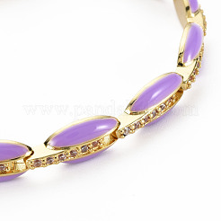 Gliederarmband mit Mikropavé aus Messing mit Zirkonia-Gliedern für Damen&nbsp;BJEW-T020-05G-06