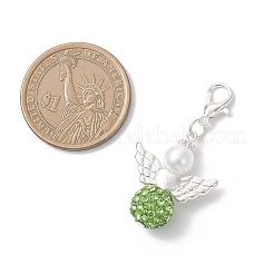 6 pendentif décoratif en argile polymère et strass en cristal en forme d'ange&nbsp;HJEW-JM04543