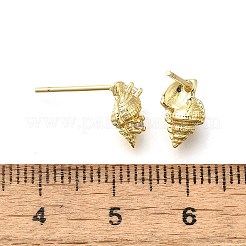 Ohrstecker aus Messing in Muschelform mit Mikropflaster und Zirkonia&nbsp;EJEW-D304-32G