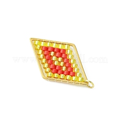 Rhombus-Anhänger aus Glasperlen&nbsp;PALLOY-MZ00528-01