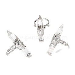 Bagues manchettes en cristal de quartz naturel et laiton pour femmes&nbsp;RJEW-G374-01P-08