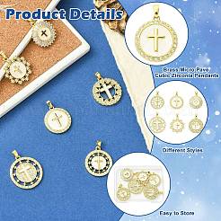 6pcs 6 styles pendentifs en laiton micro pavé de zircone cubique&nbsp;KK-CJ0004-11