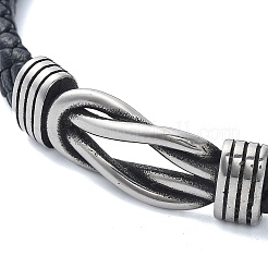 Geflochtene Armbänder aus schwarzem PU-Leder für Herren&nbsp;BJEW-K243-59AS