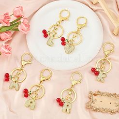 Porte-clés pendentif lettre en laiton micro pavé de zircons cubiques transparents&nbsp;KEYC-SW00015-K
