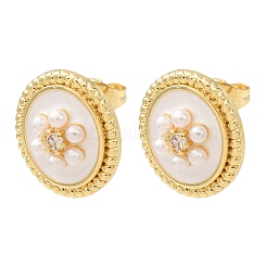Boucles d'oreilles en laiton zircon cubique micro pavé clair&nbsp;KK-CBADE12-06G