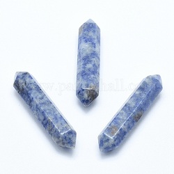 Diaspro blu naturale senza fori, punto doppio terminato, pietre curative, bacchetta per terapia di meditazione per il bilanciamento dell'energia reiki, sfaccettato, 51~55x10.5~11x9.5~10mm