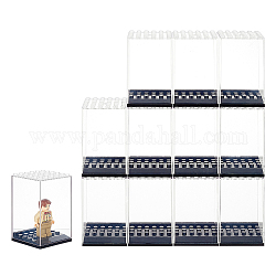 Vitrina de minifiguras de plástico transparente, para modelos, bloques de construcción, elevadores de soporte de exhibición de muñecas, con base negra, Claro, producto terminado: 4.7x4.7x7.55cm