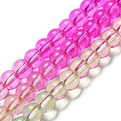 Fili di perle di quarzo sintetico tinti e riscaldati, perline rotonde di colore sfumato, rosa intenso, 6mm, Foro: 1.8 mm, circa 76pcs/filo, 15.75'' (40 cm)