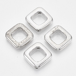 CCB Plastic Bead Frames, Rhombus, Platinum, 25x25.5x5mm, Hole: 1.8mm, Inner Diameter: 14x14mm, about 350pcs/500g