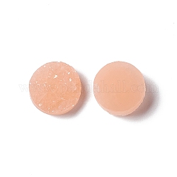 Druzy Resin Cabochons, Flat Round, Light Coral, 12x5mm