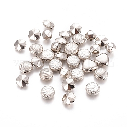 CCB perles en plastique, formes mixtes, platine, 8~11x7~16x5~10mm, Trou: 1.5~2mm, 175~195 pcs /sachet 