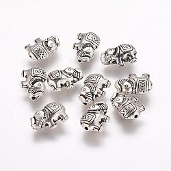 Stile tibetano in lega di elefante perline, argento antico, 8.5x12x4mm, Foro: 0.8 mm