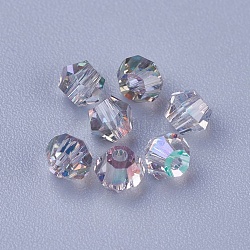 K9 perles de verre, facette, Toupie, lumière fantôme, 3x3mm, Trou: 0.8mm