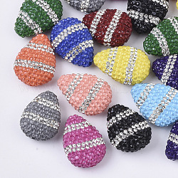 Polymer Clay Rhinestone Beads, Teardrop, Mixed Color, PP11(1.7~1.8mm), 24~25x18~19x10~11mm, Hole: 1.2mm