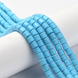 Handgemachte Polymer-Lehm-Korn-Stränge, Kolumne, Deep-Sky-blau, 6.5x6 mm, Bohrung: 1.2 mm, ca. 61 Stk. / Strang, 15.75 Zoll (40 cm)
