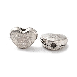 Abalorios de aleación de estilo tibetano, sin plomo y cadmio, corazón, plata antigua, 6x8x3.5mm, agujero: 1.2 mm, aproximamente 1428 unidades / 1000 g