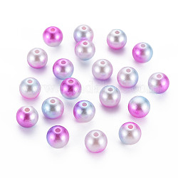 Perles en acrylique de perle d'imitation, ronde, magenta, 10mm, Trou: 1.5mm, environ 900 pcs/500 g