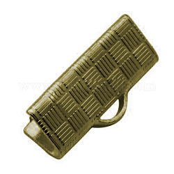 Antique Bronze Brass Rectangle Ribbon Crimp Ends, 15x7x5mm, Hole: 1x3mm