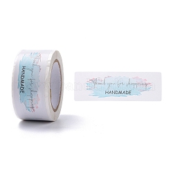 Etiqueta de regalo de papel autoadhesiva youstickers, Rectángulo gracias pegatinas etiquetas, para pequeñas empresas, cian claro, 2.9x6x0.01 cm, 120pcs / rollo